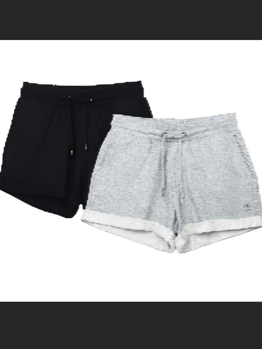 Women’s Athletic Drawstring Shorts - Black & Light Gray
